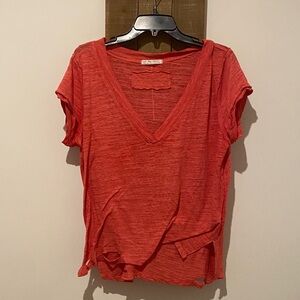 We The Free Bright Red V-Neck Tee